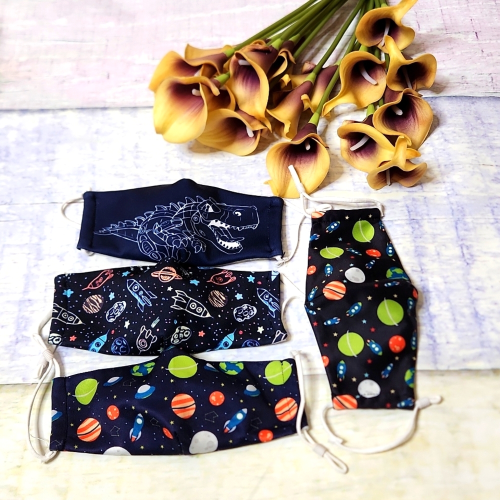 Kid's Space Print Set of Four Face Masks